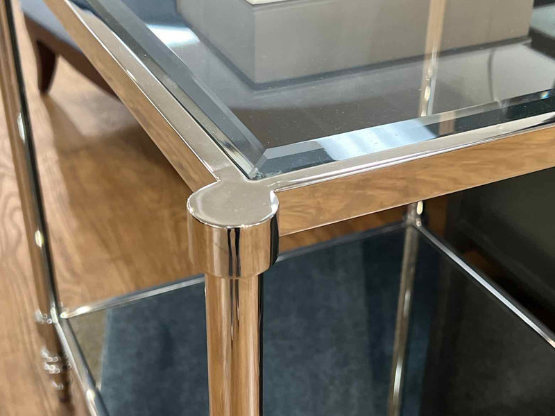 Frontgate Chrome and Glass Side Table