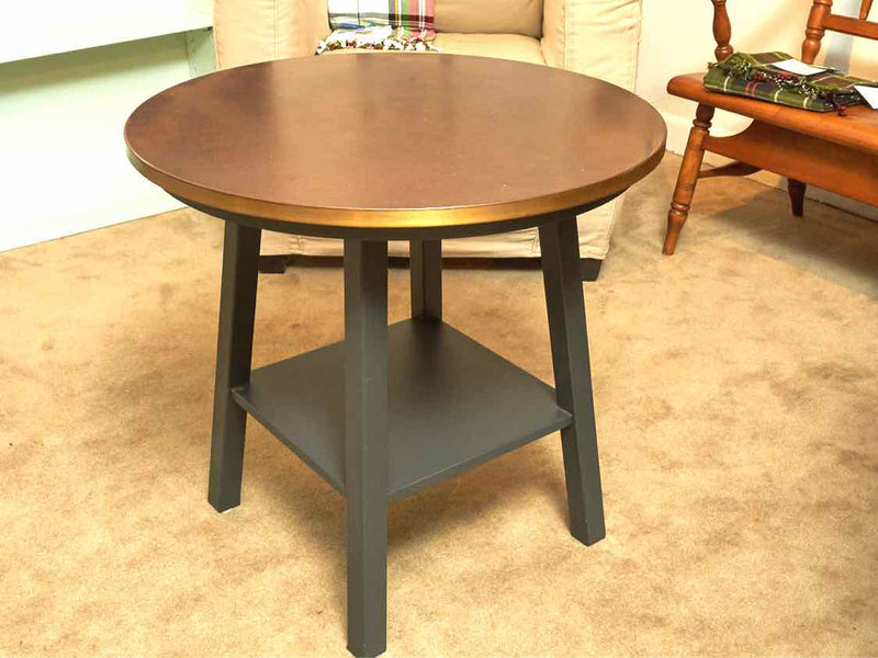 Copper Top Side Table with Black Metal Base