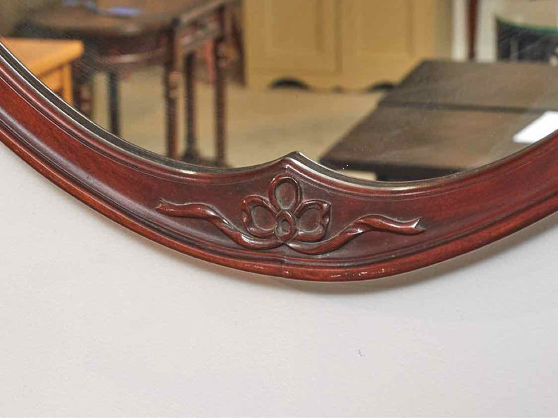 Mahogany Shield  Mirror with Fleur de Lis Accent