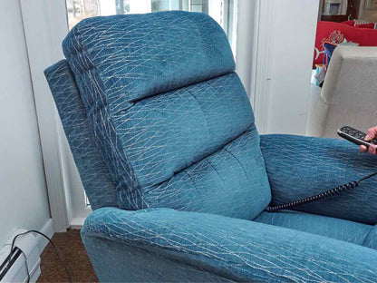 La-Z-Boy Power Recliner In Light Blue Performance Velvet Upholstery