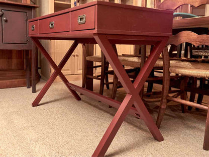 Contemporary 3 Drawer Desk In 'Cranberry Red' Finish