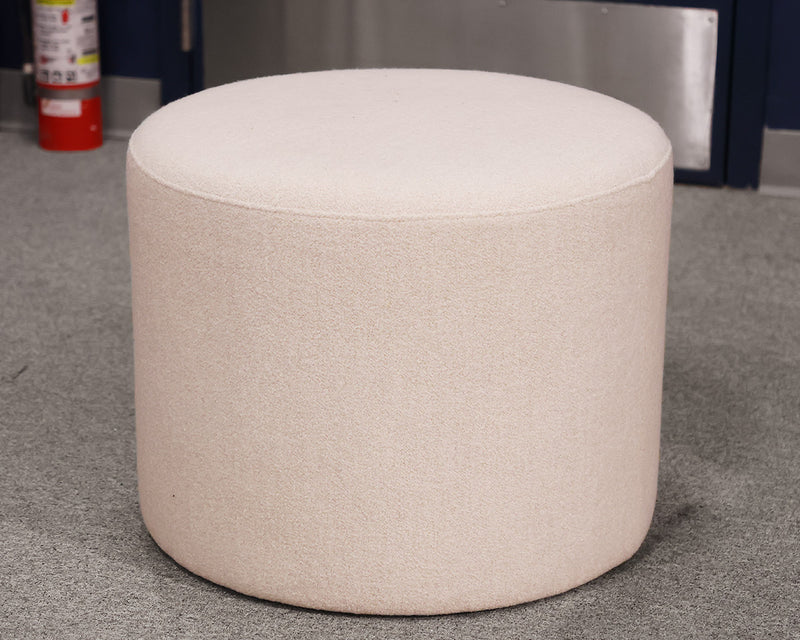 RH 21" Cooper Round Ottoman in Off-White Italian Boucle