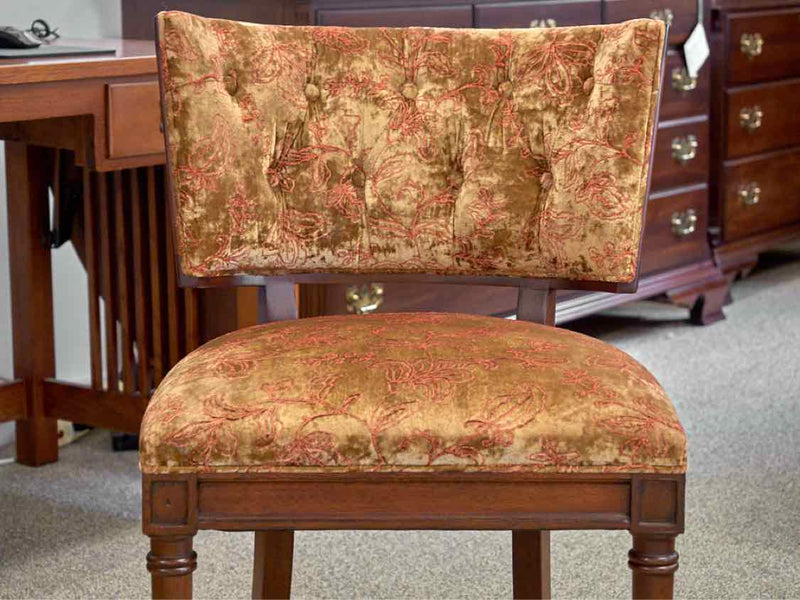 Mahogany Frame Accent Chair in Golden Velvet