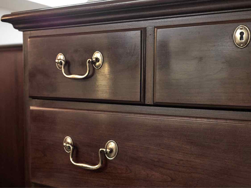 Drexel  "Charleton" Cherry 6 Drawer Chest with Brass Chippendale Handles