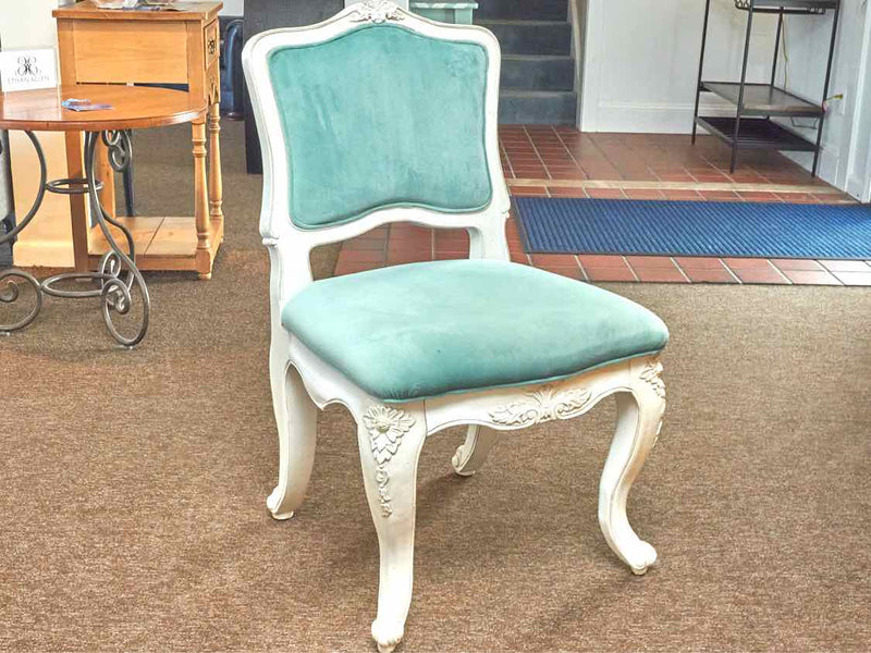 Pair Of Magnolia Home  French Inspired Chairs Aqua Performance Upholstered Seats