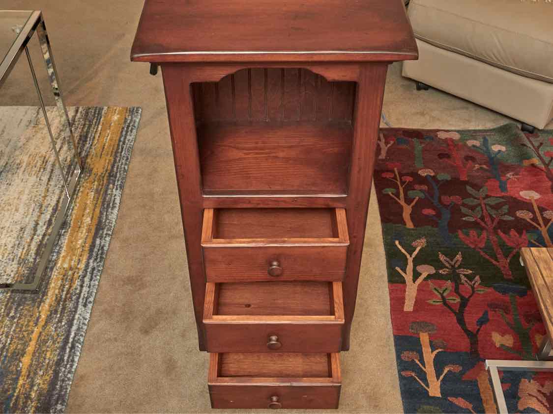 Shaker 3 Drawer Cabinet in Antique Cherry Finish with Open storage