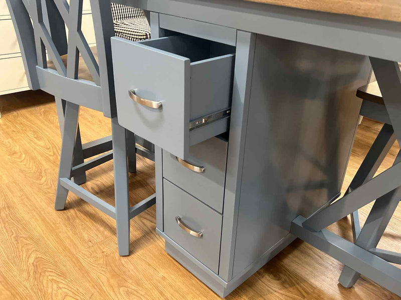 Slate Blue Kitchen Island w/ 4 Matching Stools