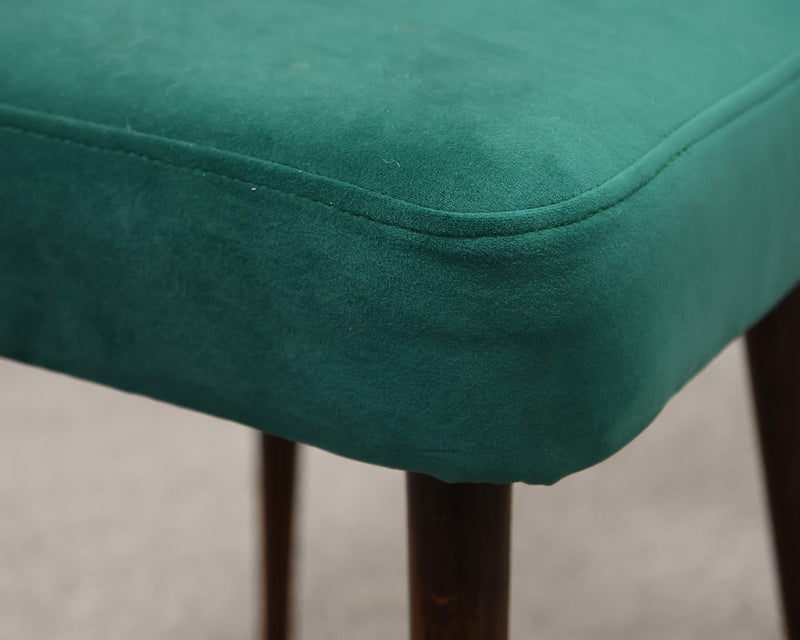 Set of 4 Dark Green Velvet "Shell" Dining Chairs, 1960s