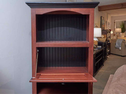 DropFront Pine Desk /Bbokcase with Black Beadboard Back