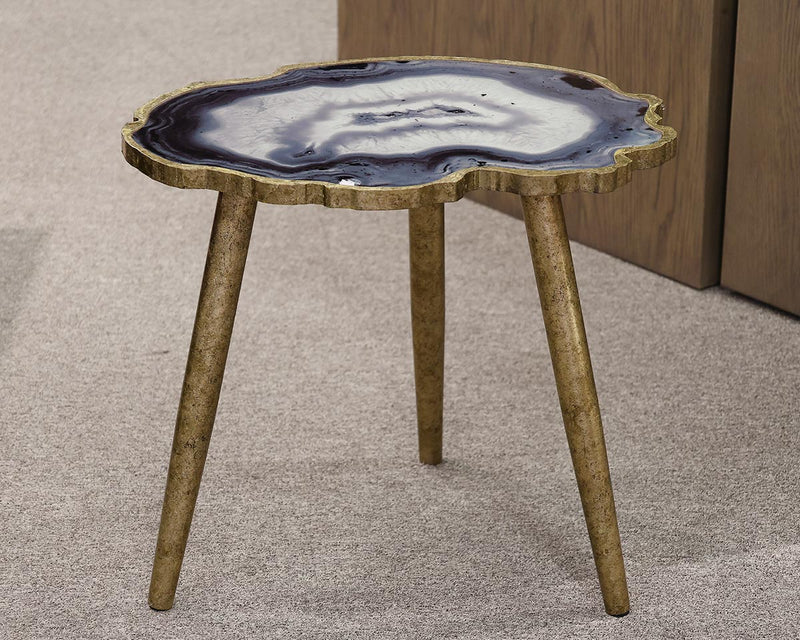 Geode Slice Side Table on Wood Legs