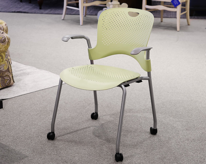 Herman Caper Stacking Chair in Pistachio on Casters