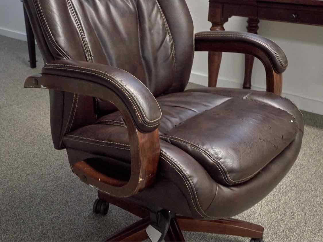 Brown Leather Rolling Office Chair