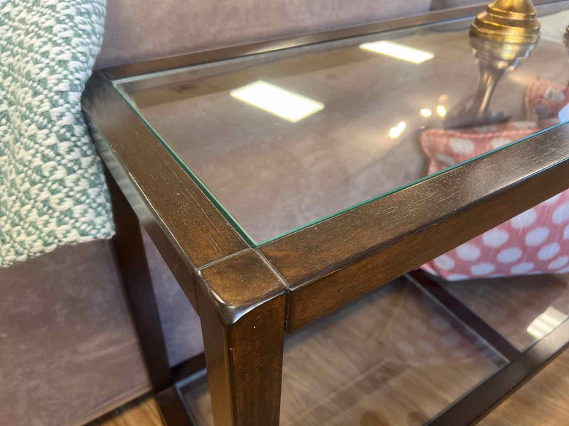 Espresso Console w/ GlassTopped Shelves