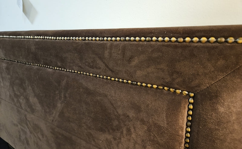 Brown Microsuede Queen Headboard