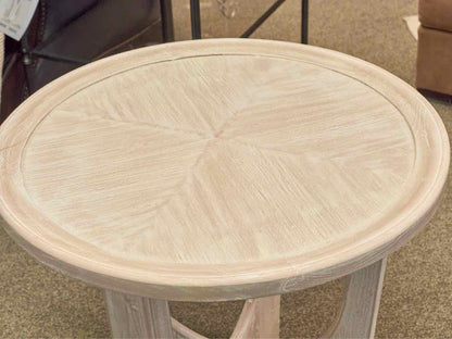 Rustic White Wash Round Side Table