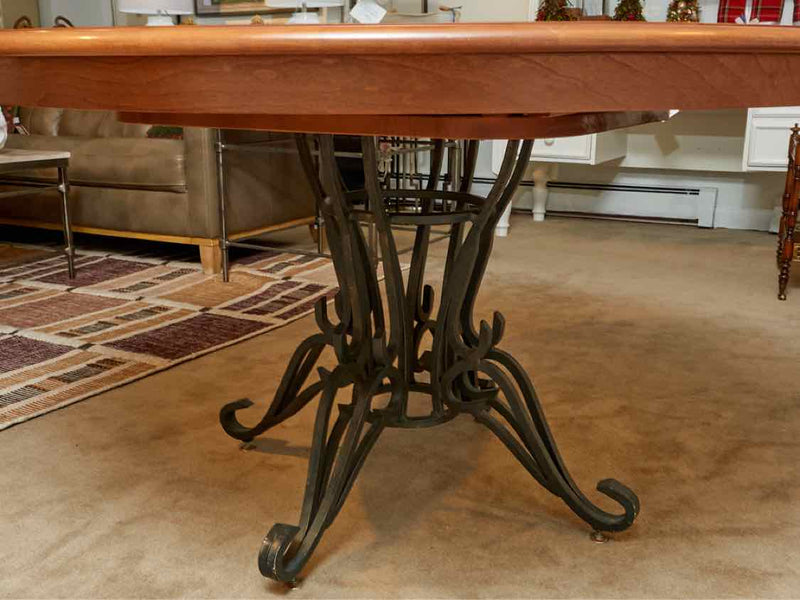 Nichols & Stone Round Cherry  Dining Table On Wrought Iron Base