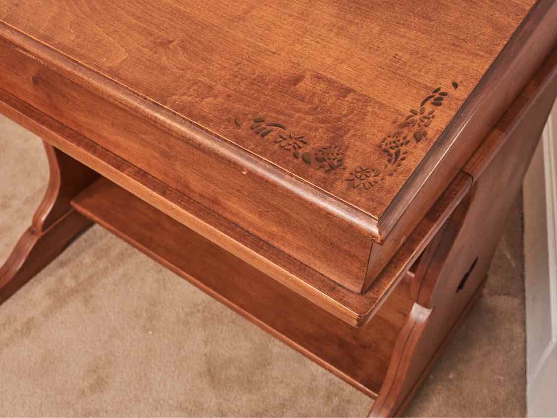 Captain's Style Stained  Maple Lift Top  2 Lower Shelf  Desk