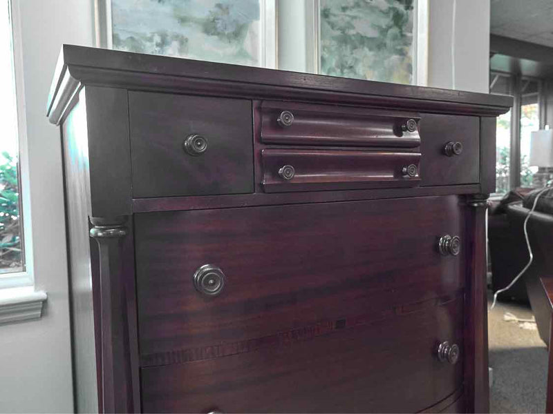 Empire Style Mahogany 7 Drawer Chest with Column Sides