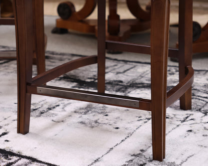 Set of 4 Counter Stools in Grey Damask on Espresso Frame