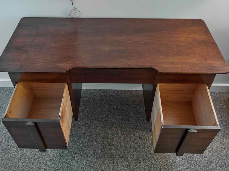 Mid Century Walnut Desk with 3 Drawers & 2 File Cabinet Drawers