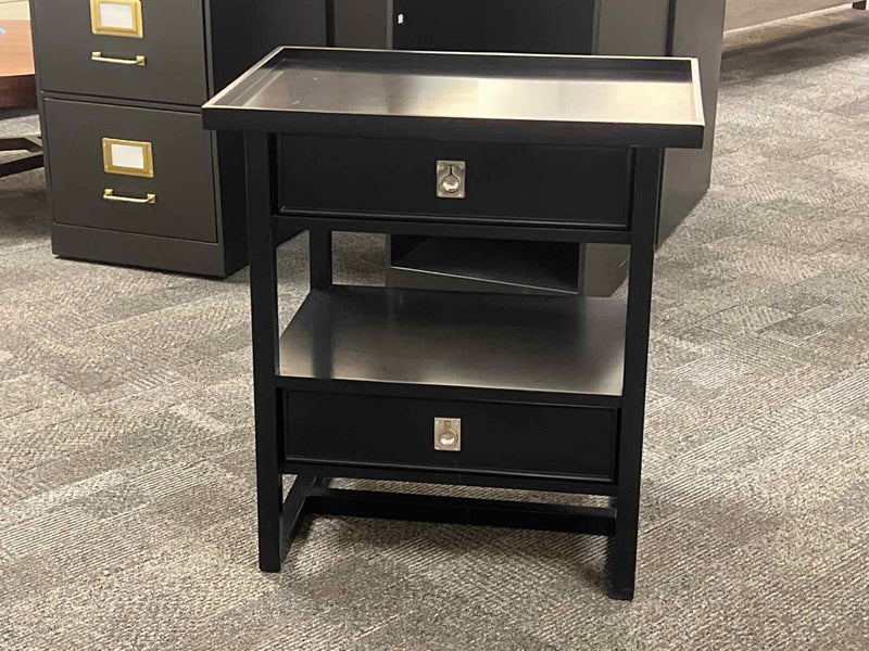 2-Drawer Black Side Table