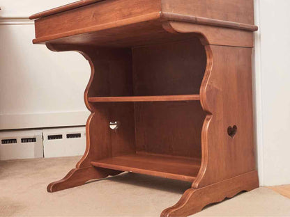 Captain's Style Stained  Maple Lift Top  2 Lower Shelf  Desk