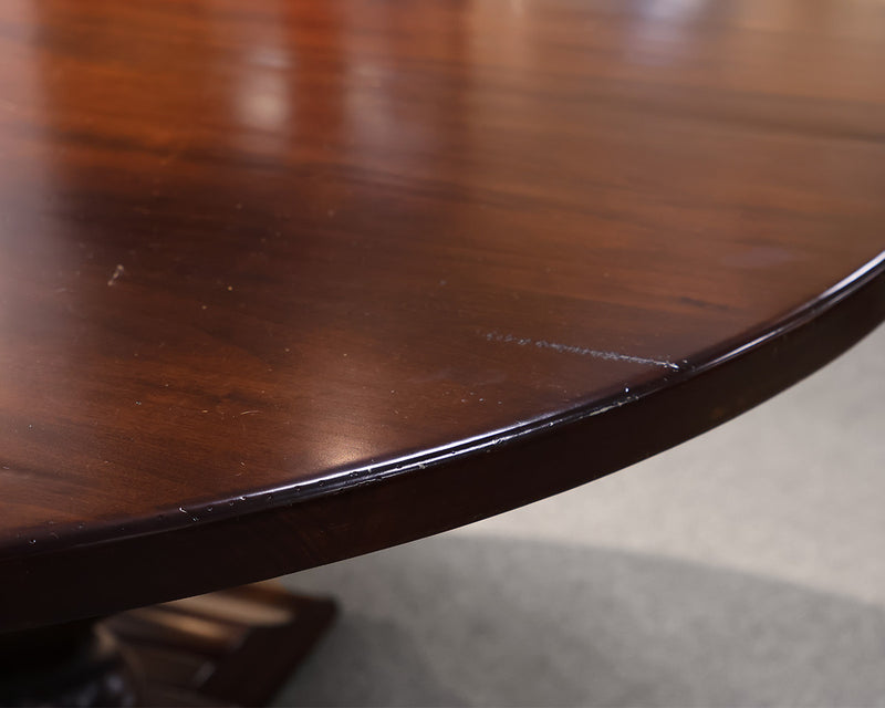 Arhaus 60" Round Dining Table in Mahogany on Pedestal Base