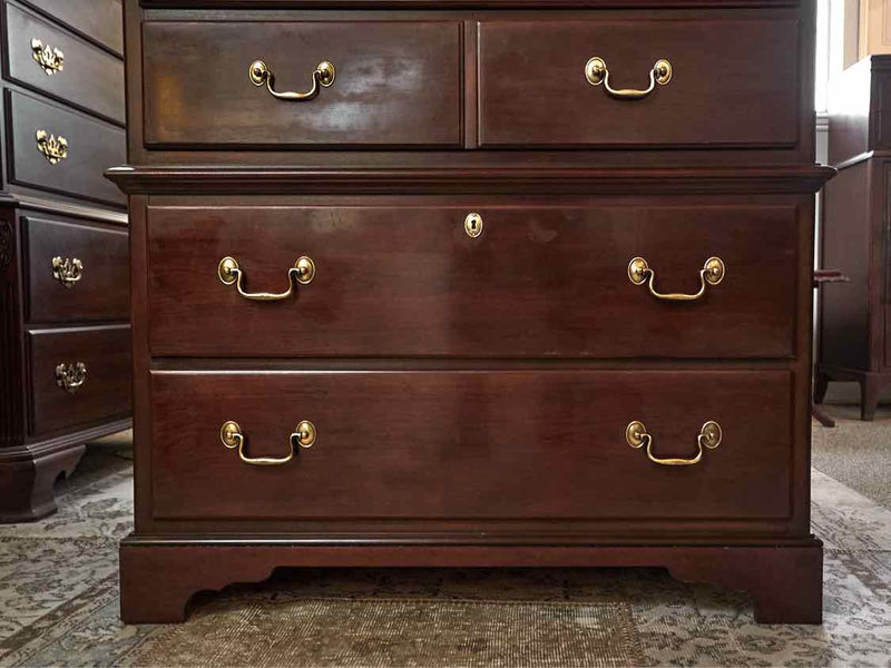 Drexel  "Charleton" Cherry 6 Drawer Chest with Brass Chippendale Handles