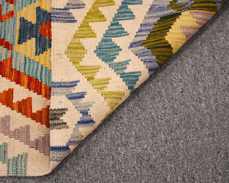 100% Wool Kilim Multicolored Area Rug