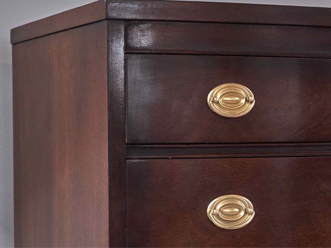 Mahogany 3 Over 3 Drawer Chest with Hepplewhite Brass Handles