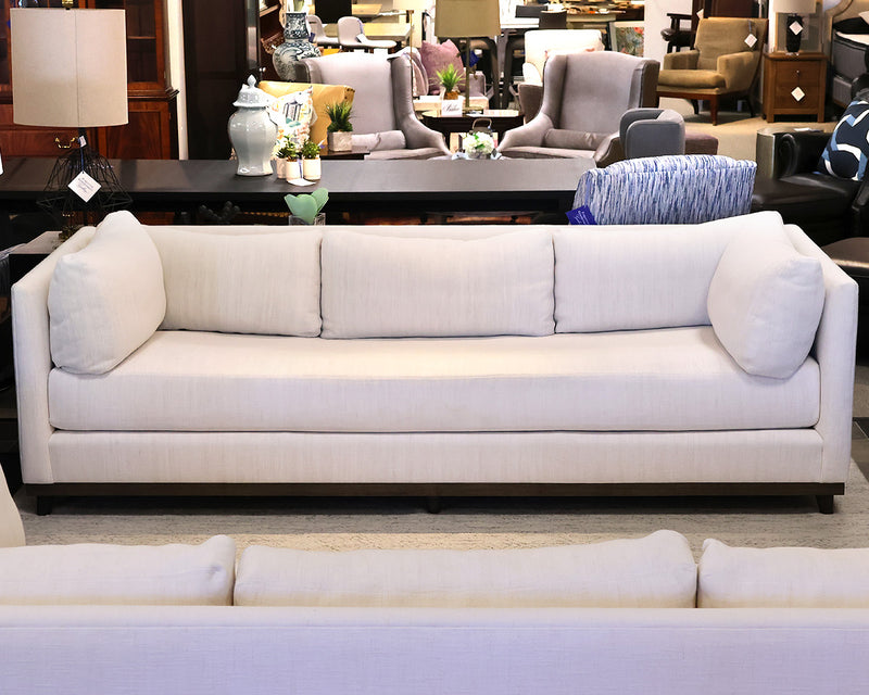 Holly Hunt 'Verellen'White Plains Upholstered Sofa with Ash Wood Finish