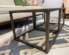 Pair Of Mirrored Top Side Table with Bronze Finish Metal Base