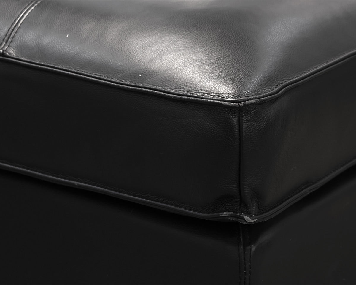 Contemporary Black Leather Chaise