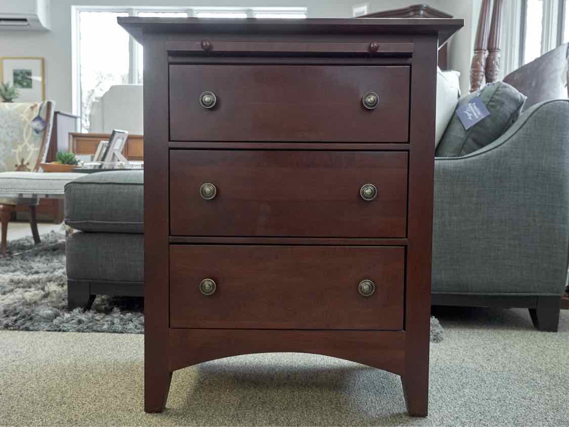 Pair of Kincaid Gathering House Bedside Chests in Dark Cherry Finish