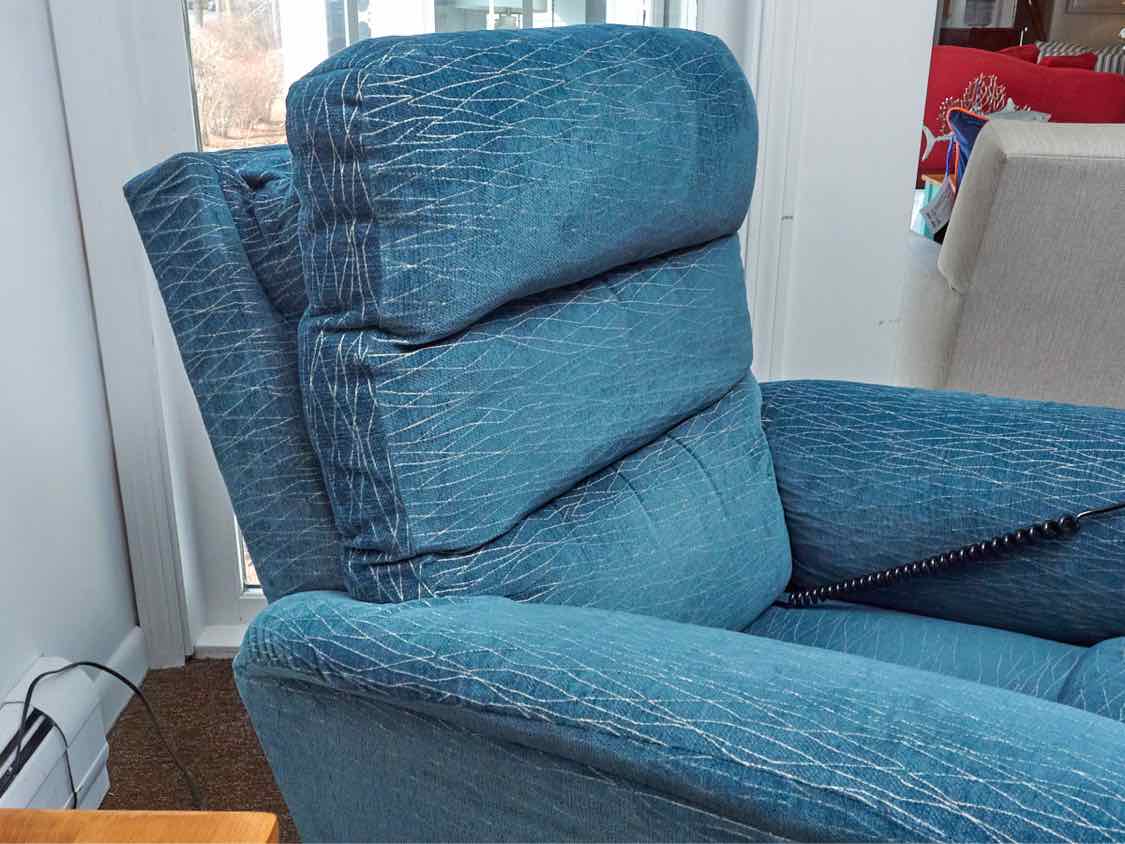 La-Z-Boy Power Recliner In Light Blue Performance Velvet Upholstery