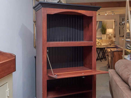 DropFront Pine Desk /Bbokcase with Black Beadboard Back