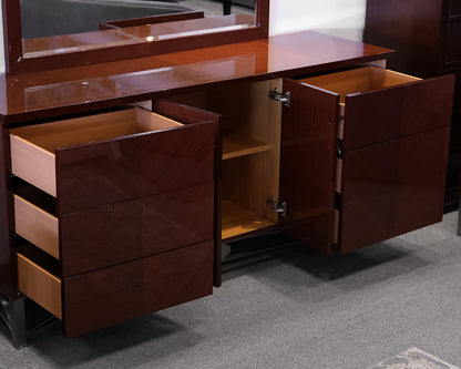 Rosewood Lacquer Dresser with Mirror