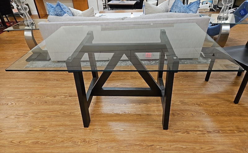 Glass Dining Table w/ Set of 4 Espresso Dining Chairs