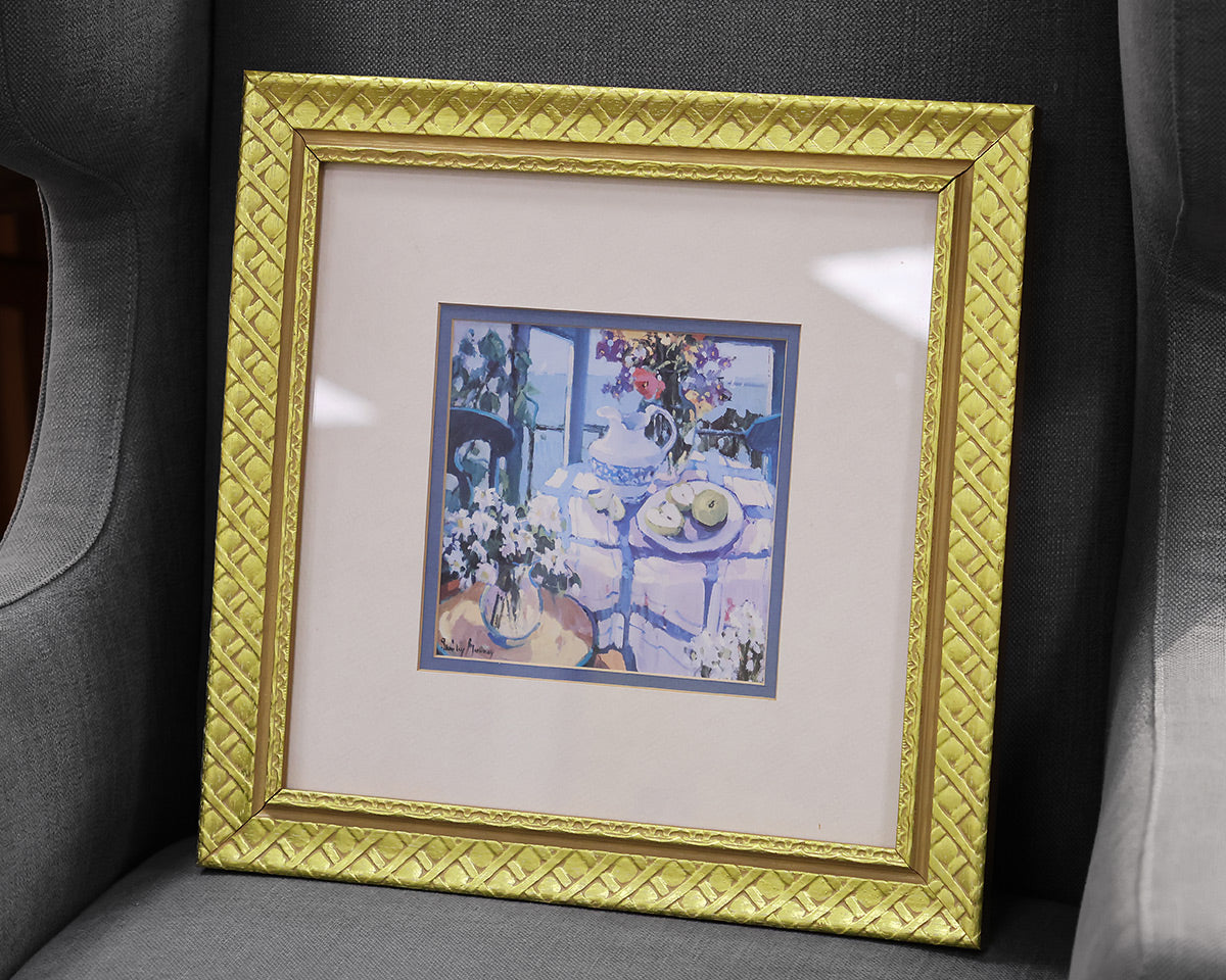 Double-Matted Print of Tablescape in Gold Frame