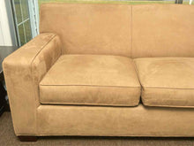 Crate & Barrel Tan Micro Fiber Tight Back 3 Cushion Sofa