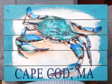 'Blue Crab Cape Cod' Print On Natural Wood Wall Decor