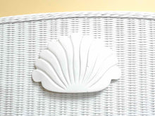 White Wicker Shell Accent King Headboard