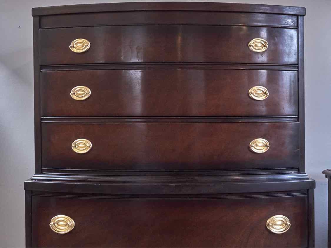 Mahogany 3 Over 3 Drawer Chest with Hepplewhite Brass Handles