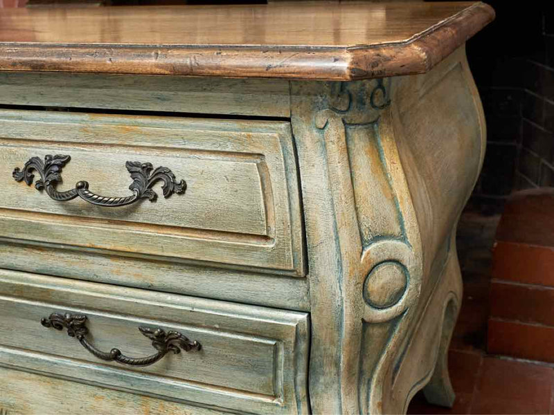 Painted Miniature  Louis XV Chest with Walnut Top & 2 Drawers