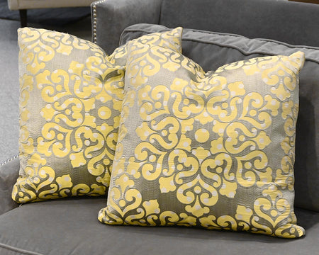 Gray with Yellow Design Accent Pillow