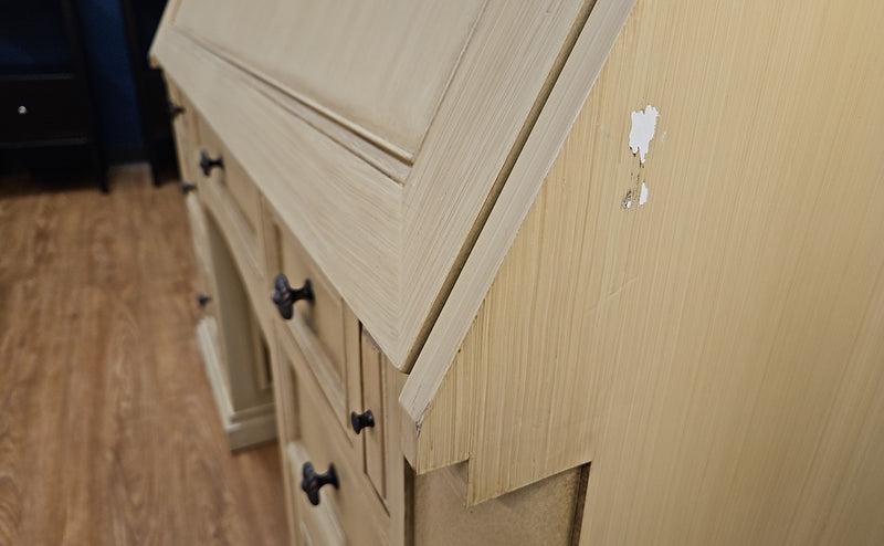 Flax-Color Secretary Desk w/ Hutch