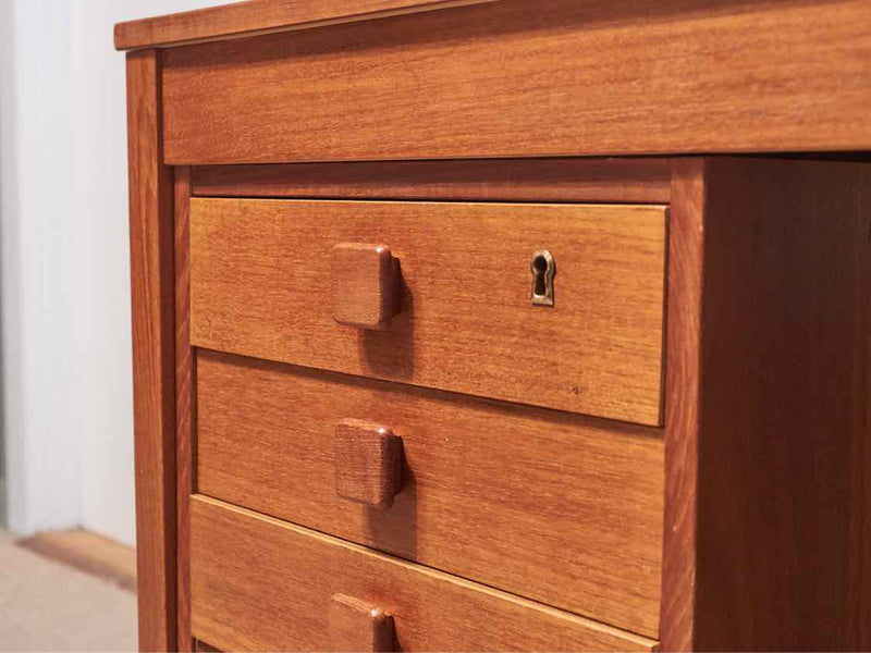 Domino Mobler Teak 6 Drawer Desk Includes 1 Key