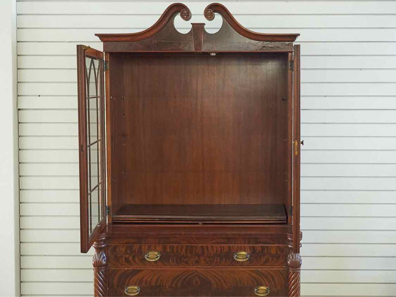 Mahogany Display Cabinet with 2 Glass Doors & 2 Drawers