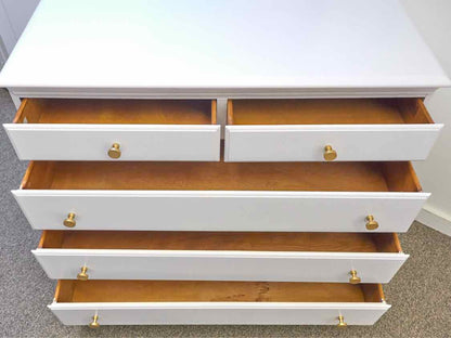 Solid Mahogany 2 Over 3 Drawer Dresser with Arctic White Finish