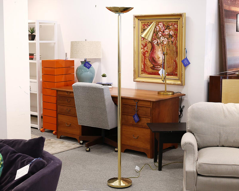 Brass Contemporary Torchiere  Floor Lamp